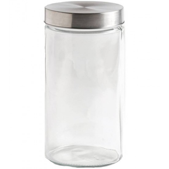 Pote 1,7l De Vidro Redondo Com Tampa Aço